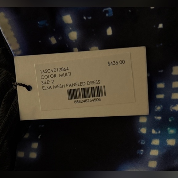 Milly Mesh Paneled Cityscape Print Dress Elsa Midi Blue Black Sz 2 $435 NWT - Picture 4 of 4